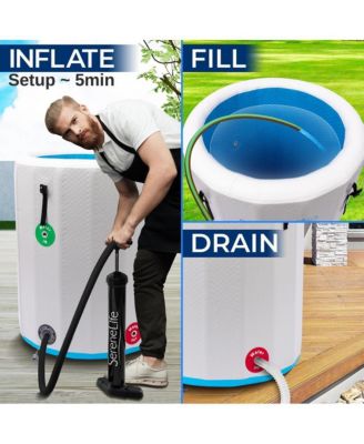 Надувная ванна для погружения в холодную воду SereneLife с крышкой и изолированным дизайном, черная