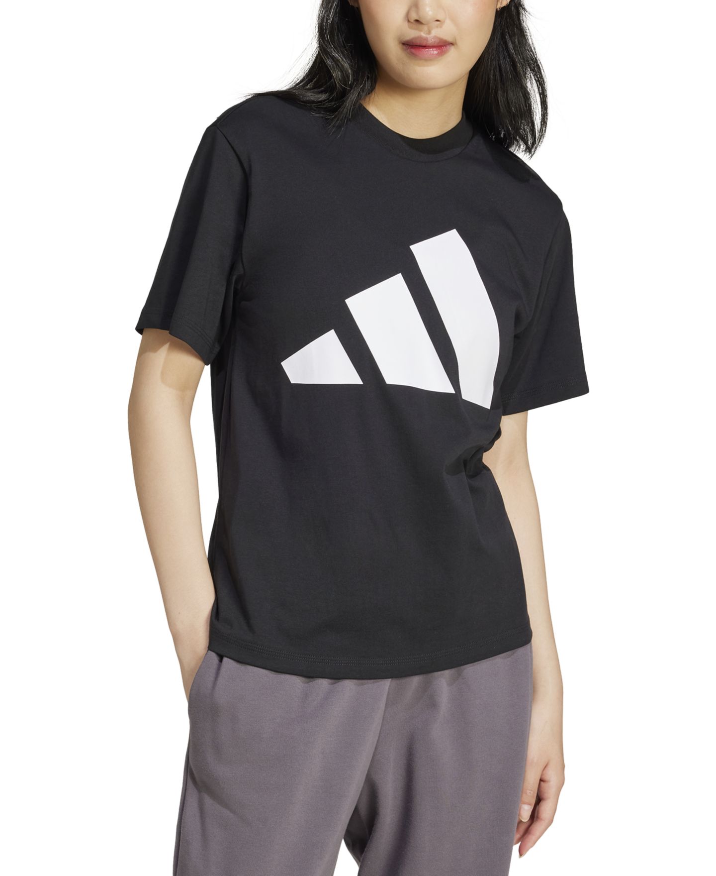Женская футболка adidas Essentials Big Logo Cotton, цвет: Чёрный — фото 1