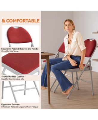 Folding Chairs 2 Pack, Portable Metal Chairs with Cushions and Non-Slip Feet Pads for Home and Office, Indoor and Outdoor Events