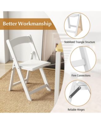 Set of 4 Dining Chairs Foldable Kitchen Chair with Rubber Wood Legs and Padded Seat