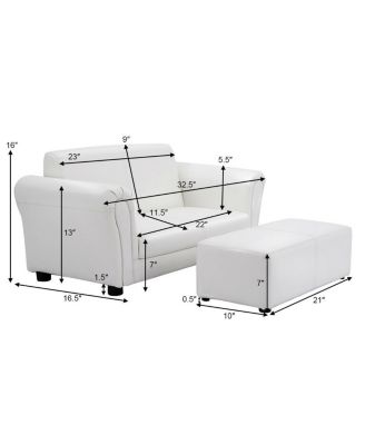 Soft Kids Double Sofa with Ottoman