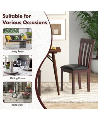 Dining Chair Set of 2 Upholstered Wooden Kitchen Chairs with Padded Seat and Rubber Wood Frame