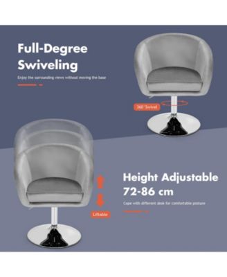 360 Degree Swivel Makeup Stool Accent Chair with Round Back and Metal Base