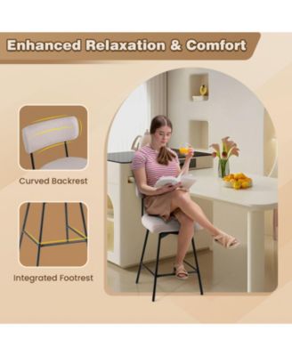 25 Inch 2-Piece Modern Upholstered Bar Stools with Back and Footrests
