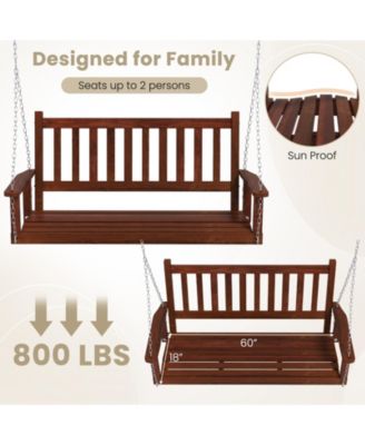 3-Person Wooden Outdoor Porch Swing with 800 lbs Weight Capacity