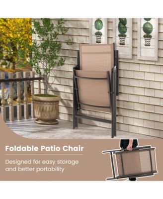 1 Piece Patio Folding Dining Chairs with 7-Level Adjustable High Backrest