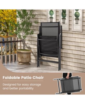 1 Piece Patio Folding Dining Chairs with 7-Level Adjustable High Backrest