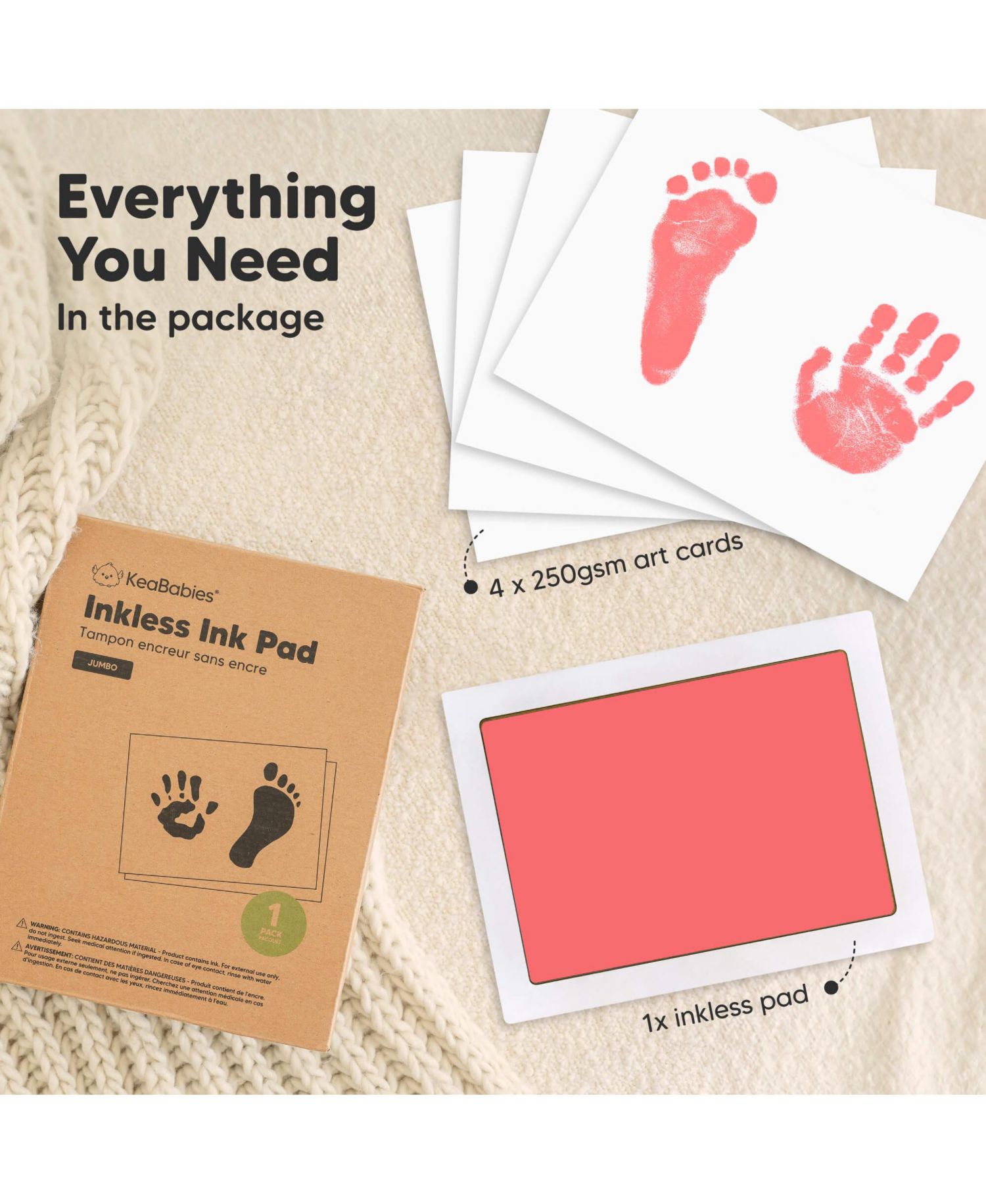1pk Inkless Ink Pad for Baby Hand and Footprint Kit, Clean Touch Dog Paw, Dog Nose Print Kit, Baby & Pet Safe, Jumbo