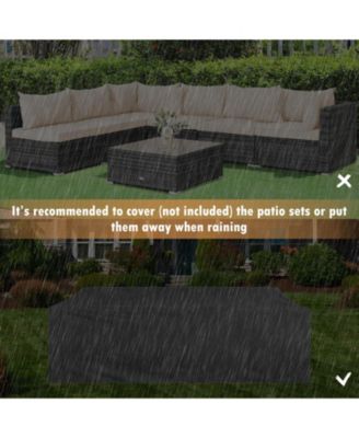 7 Pieces Patio Rattan Furniture Set with Sectional Sofa Cushioned