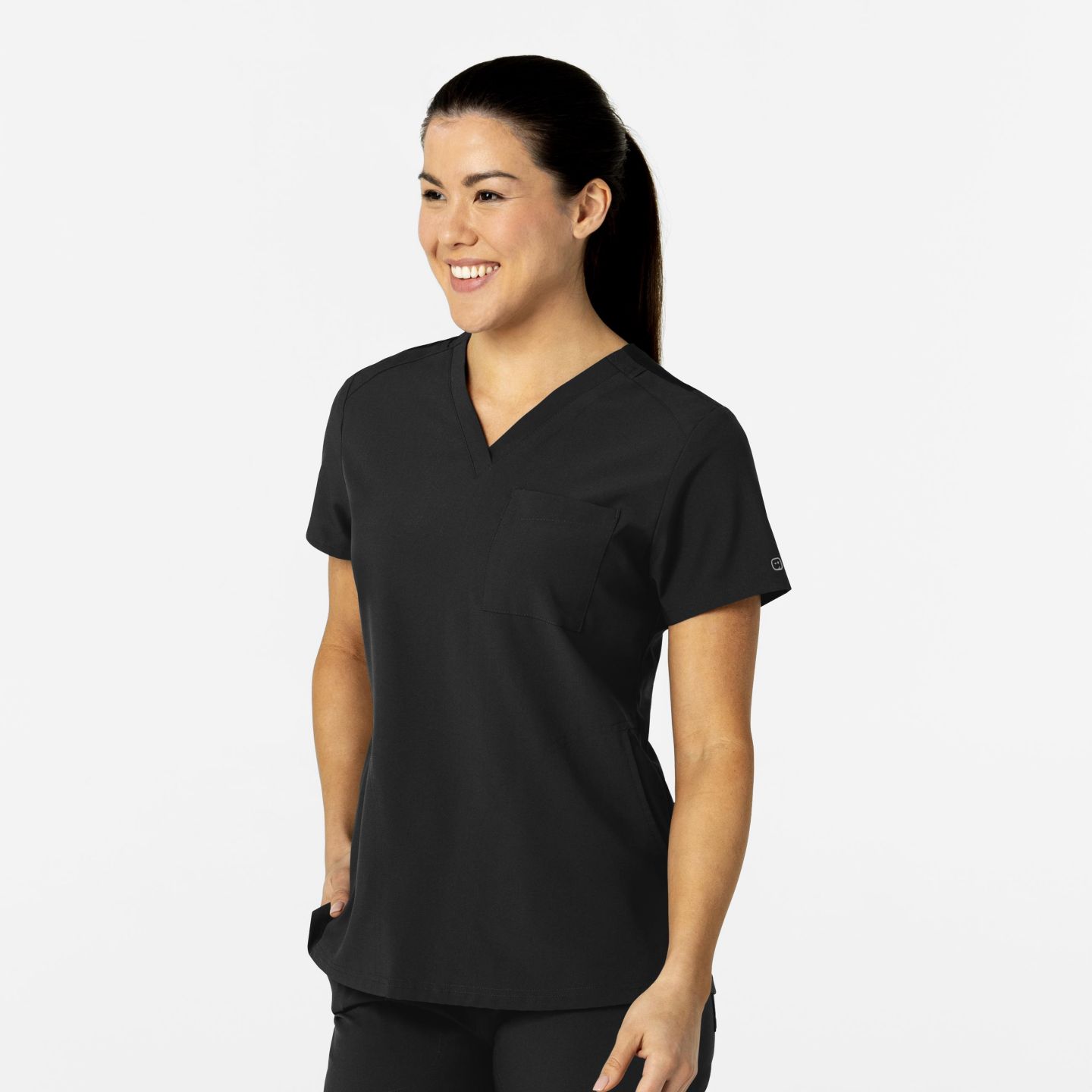 Женский топ Wink Plus Size W123 Flex-n-Reach V-Neck Scrub, цвет: Чёрный — фото 4