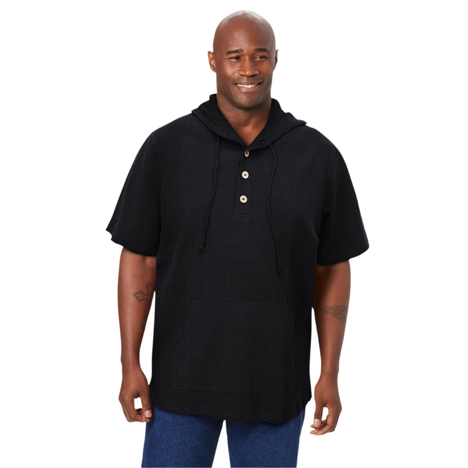 Tall Gauze Short-Sleeve Hoodie