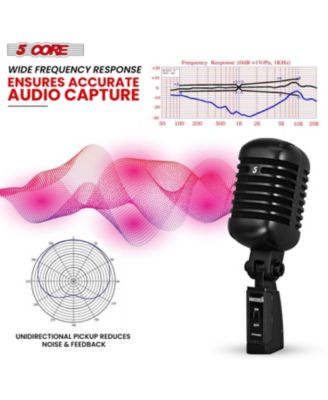 Vintage Microphone Classic Dynamic Professional XLR Studio Retro Style Mic Black