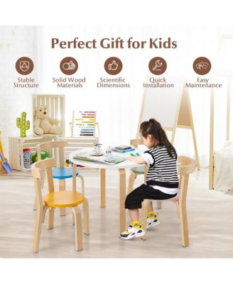 5-Piece Kids Wooden Curved Back Activity Table and Chair Set