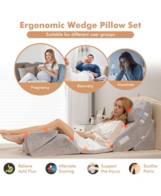 6 Pieces Orthopedic Bed Wedge Pillow Set for Back Neck Leg