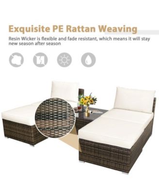 5 Pieces Patio Rattan Furniture Set with Cushioned Armless Sofa