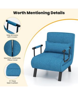 Folding 6 Position Convertible Sleeper Bed Armchair Lounge Couch with Pillow