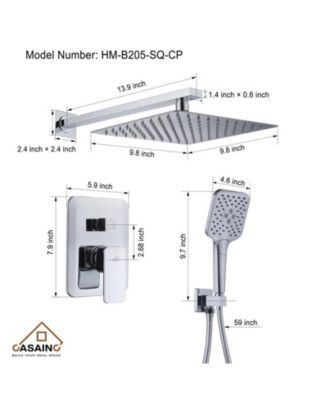 10 Inch Wall Mounted Square Shower System Set with Handheld Spray