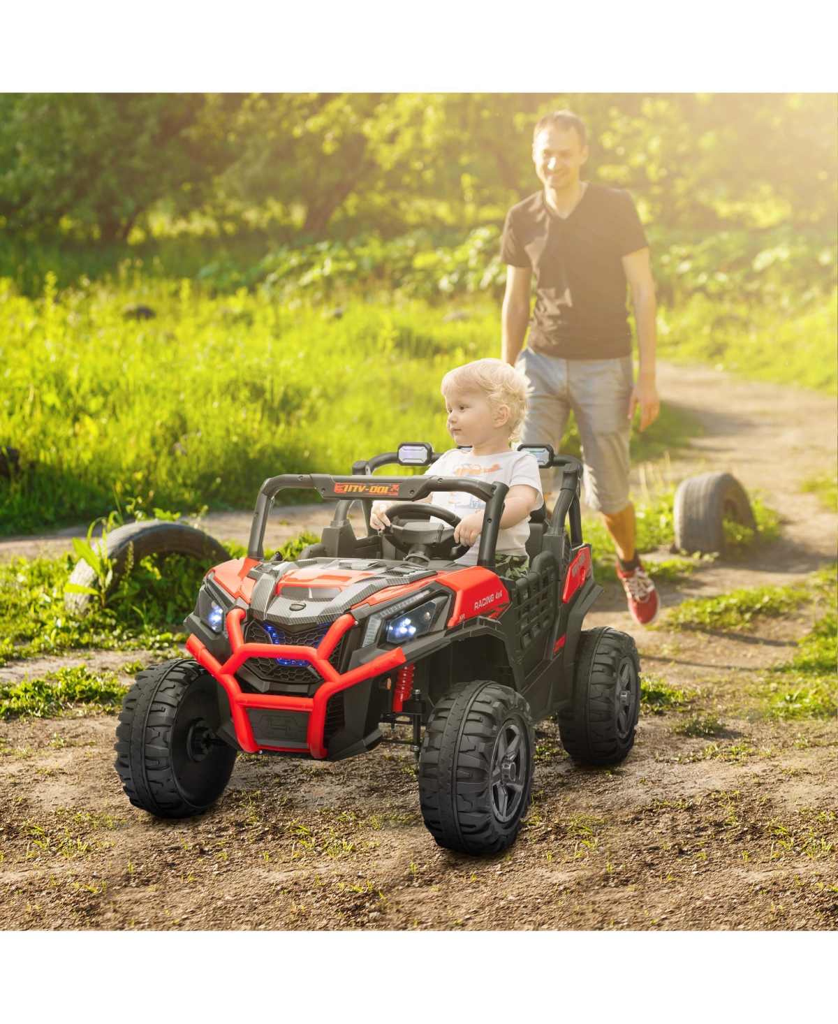 Qaba 2 Seater 24V Electric Car for Kids with Remote Control,