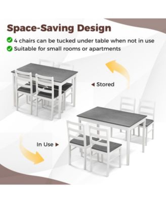 5-Piece Wooden Dining Set with Rectangular Table and 4 Chairs