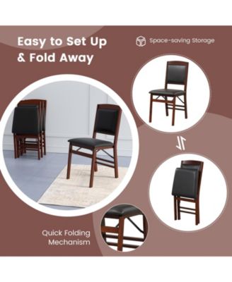 Set of 2 Folding Dining Chairs with Padded Seat and High Backrest