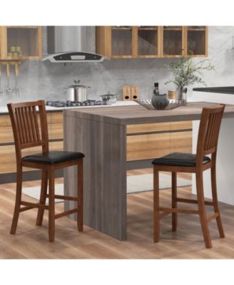 2-Piece Bar Chair Set Counter Height Bar Stool with Backrest