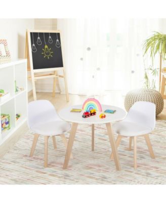 Modern Kids Activity Play Table and 2 Chairs Set with Beech Leg Cushion
