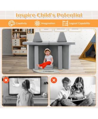 10-Piece Kids Play Couch Sofa with Portable Handle