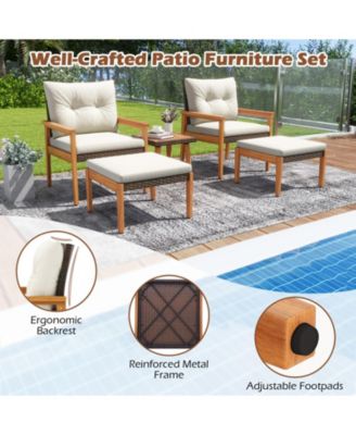 5 Piece Rattan Furniture Set with Square Table
