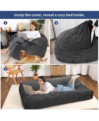 Bean Bag Chair for Adults, Giant Bean Bag Bed, Convertible Bean Bag Chair Bed from