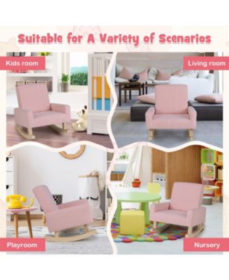 Kids Rocking Chair with Solid Wood Legs