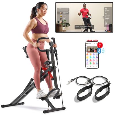 Row-N-Ride PRO Assisted Squat Rowing Machine, 300 LB Capacity Hydraulic Rower w Free SunnyFit App via Bluetooth