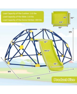 Kids Climbing Dome with Slide and Fabric Cushion for Garden Yard