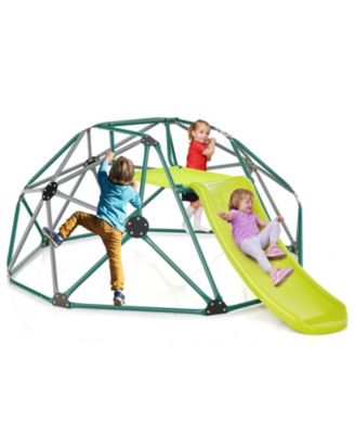 Kids Climbing Dome with Slide and Fabric Cushion for Garden Yard