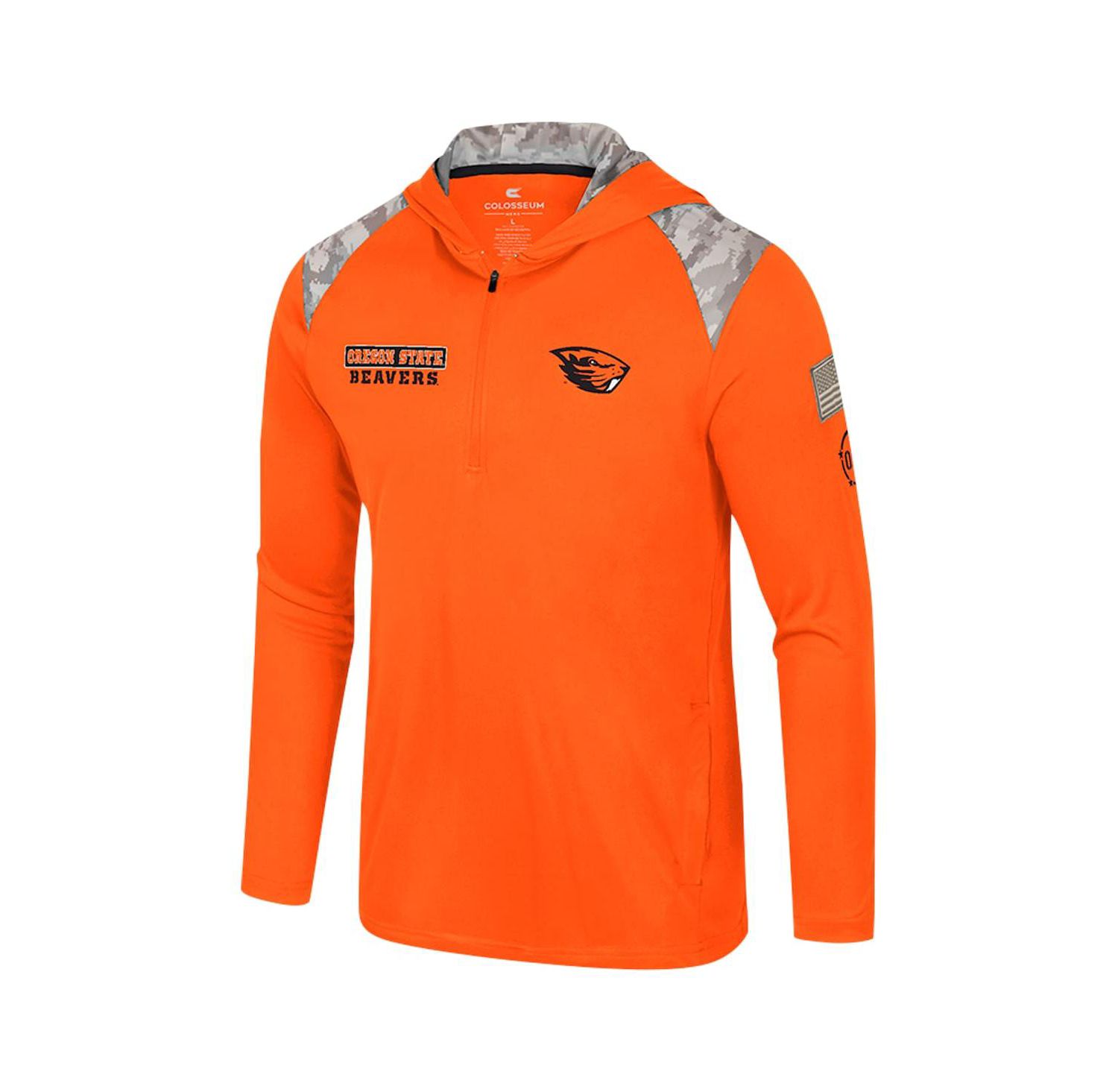 Men's Orange Oregon State Beavers OHT Military Appreciation Quarter-Zip Hoodie Jacket