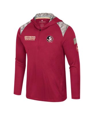 Men's Garnet Florida State Seminoles OHT Military Appreciation Quarter-Zip Hoodie Jacket