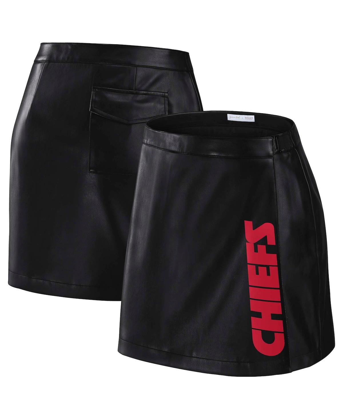 Women's x Gracie Hunt Black Kansas City Chiefs Wrap Skirt - Black