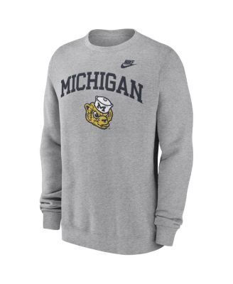 Men's Heather Gray Michigan Wolverines Legacy Classic Tackle Twill Embroidered&nbsp;Arch Over Logo Pullover Sweatshirt