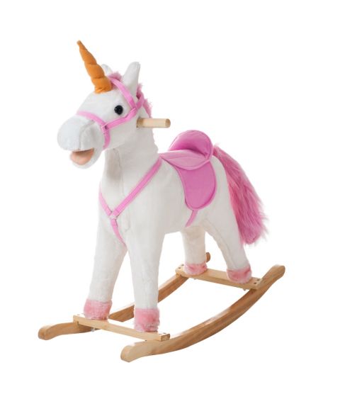 Детская мягкая игрушка Trademark Global Happy Trails Unicorn Plush Rocking Horse, 28.5"L x 11"W x 30"H, Ages 3+