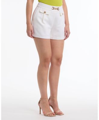 Women's High Waist Flowy Shorts with Gold Accents