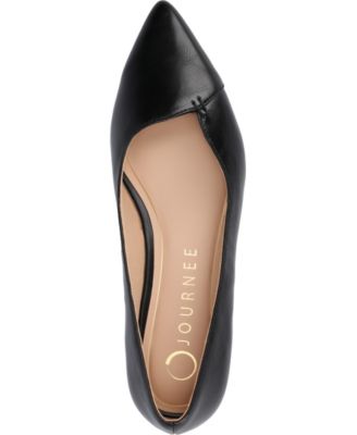 Journee Womens Carmin Medium and Wide Width Slip On Low Block Heel Pointed Toe Dress Flats