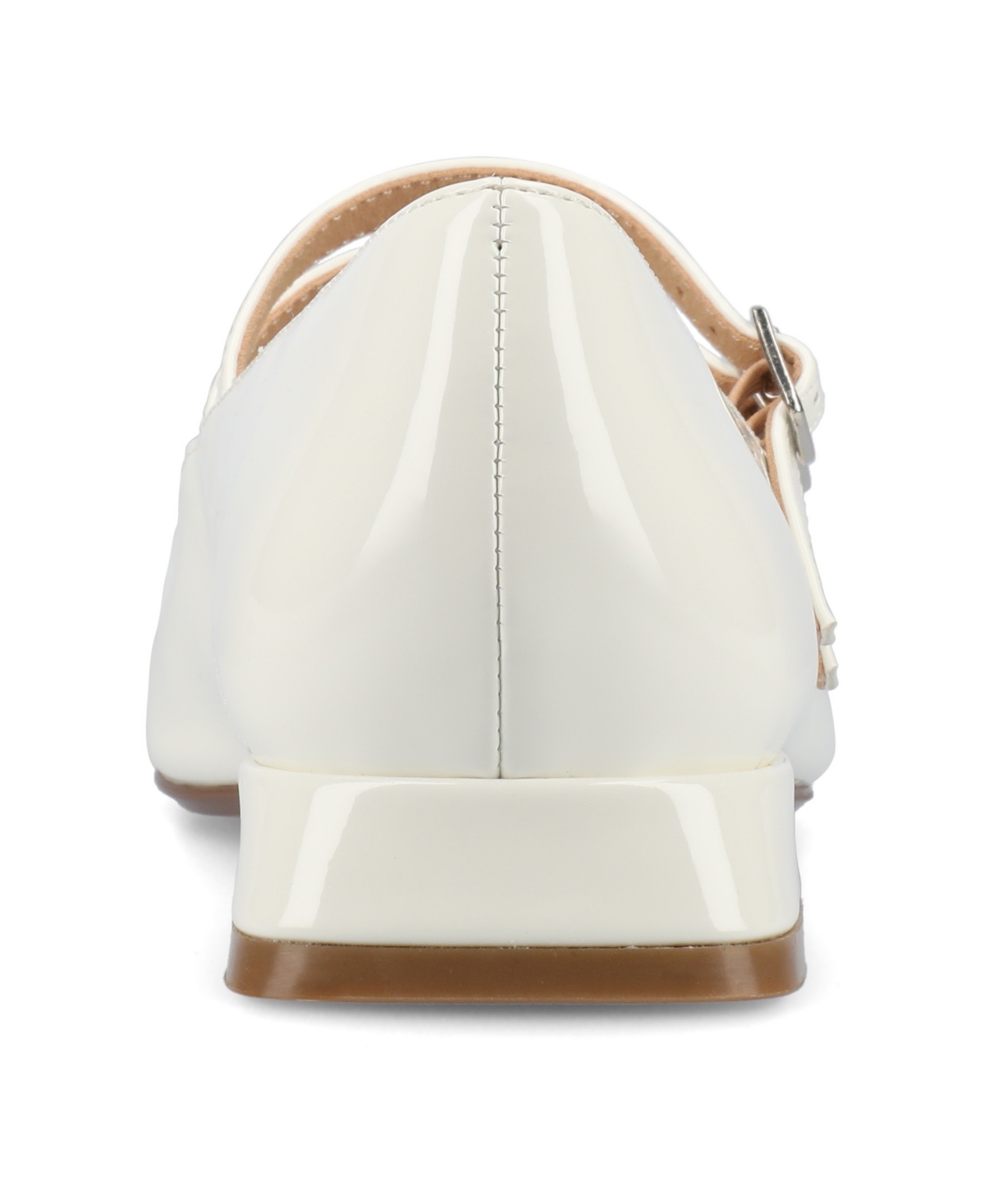 Journee Collection Women's Gredah Square Toe Double Strap Mary Jane Flats In White Patent