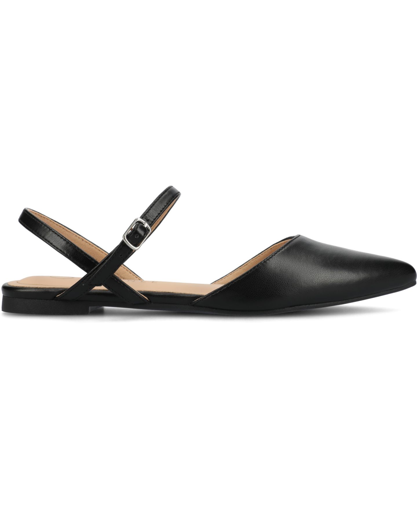 Женские балетки Journee Collection Martine Strappy Pointed Toe Flats, цвет: Чёрный — фото 2
