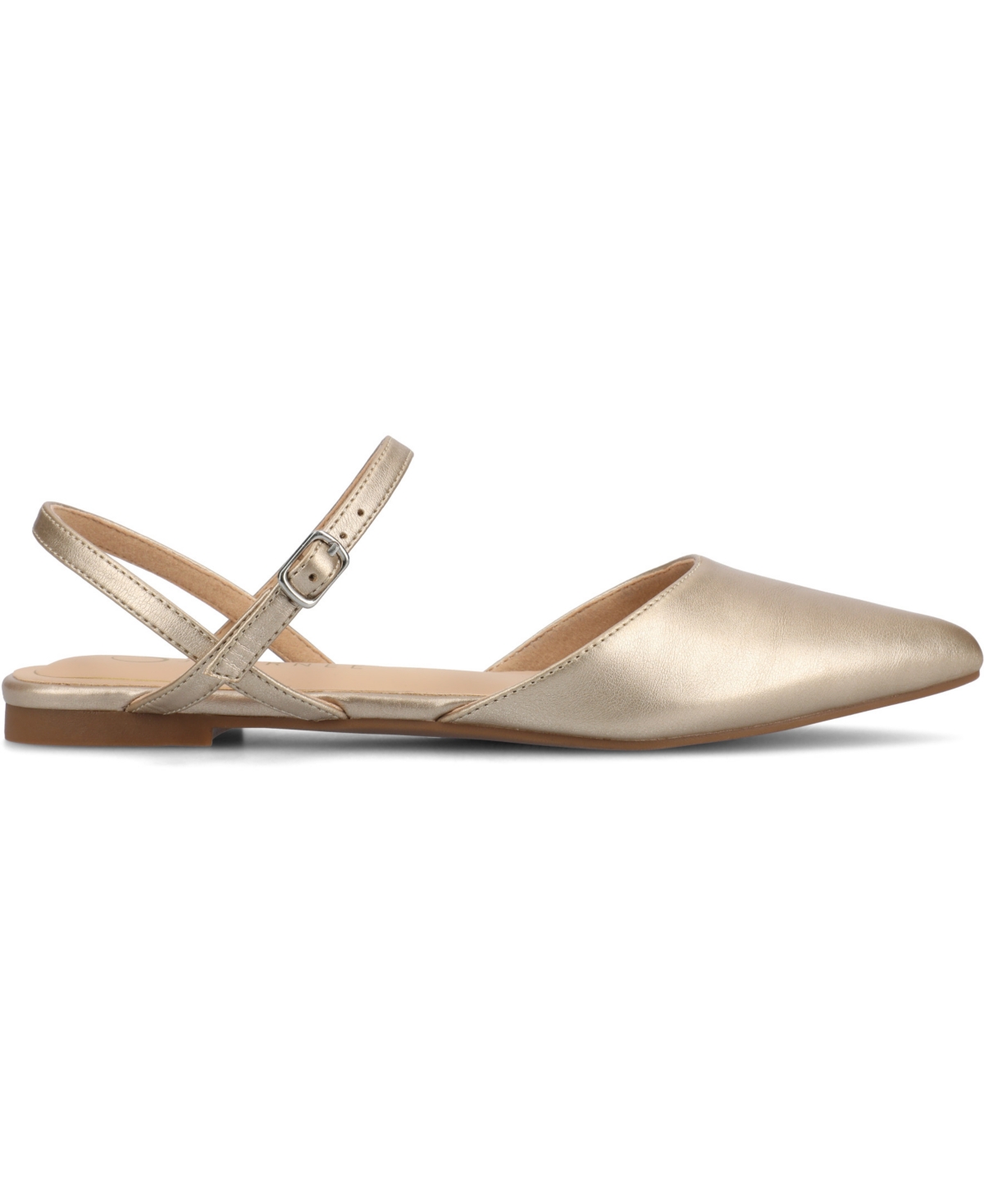Shop Journee Collection Women's Martine Strappy Pointed Toe Flats In Champagne