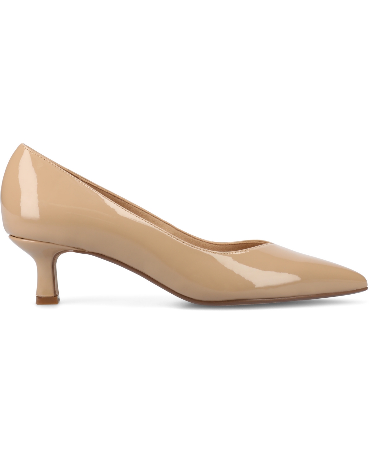 Shop Journee Collection Women's Pammie Pointed Toe Kitten Heel Dress Pumps In Tan Patent