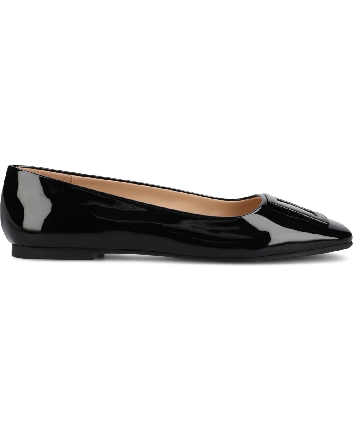 Shop Journee Collection Women's Zimia Buckle Square Toe Ballet Flats In Black Patent