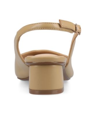 Journee Womens Sylvia Medium and Wide Width Sling Back Covered Block Heel Pumps