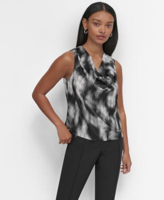 DKNY - Petite Printed Cowlneck Top