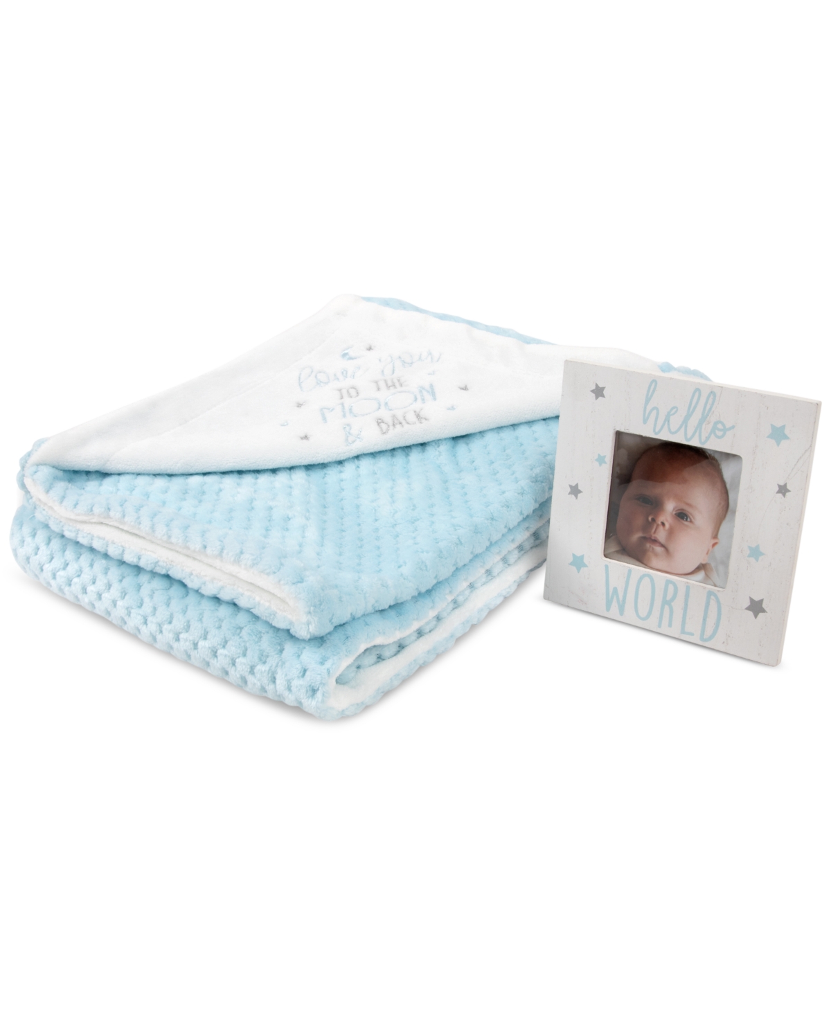 Baby Essentials Love You To The Moon Blanket & Frame, 2 Piece Set In Blue