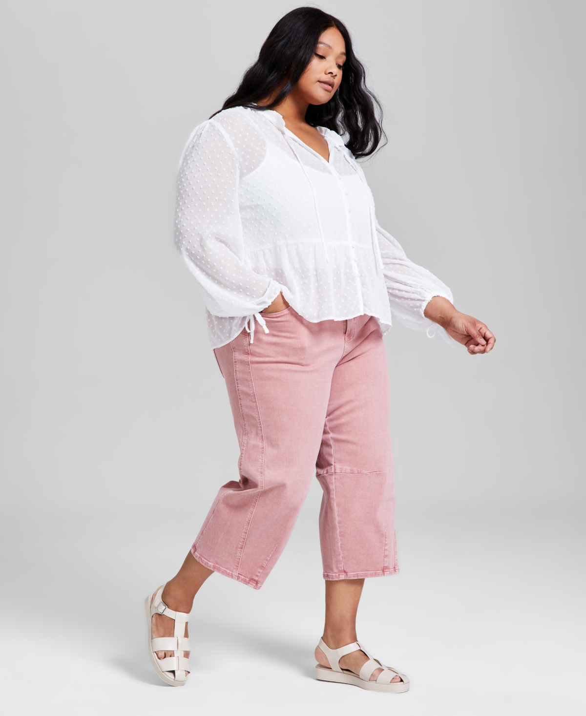 Shop And Now This Trendy Plus Size Barrel-leg Cropped Pants, Exclusively At Macy's In True Terracotta