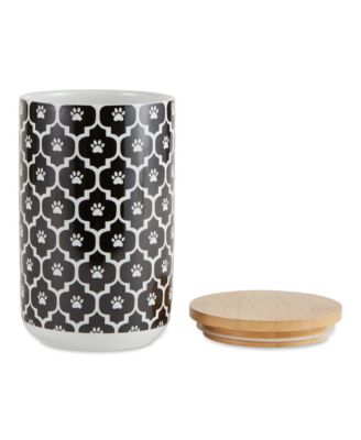 Lattice Paw Print Ceramic Pet Treat Canister